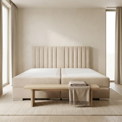 Comfortable and functional bed is made of high quality material in a modern style