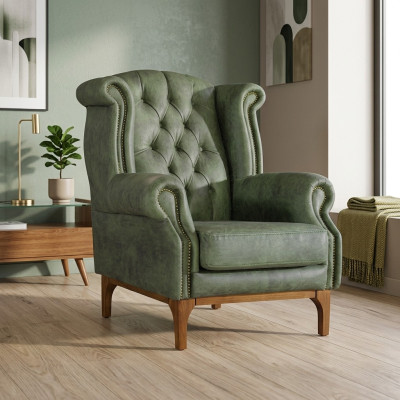 Grüner Chesterfield Luxus Sessel Polstersessel Designer Armlehnensessel