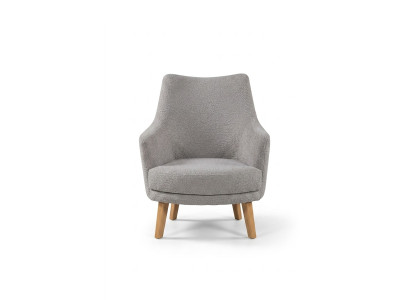 Design Sessel 1 Sitzer Moderner Bequemes Lehnstuhl Holz Grau Möbel