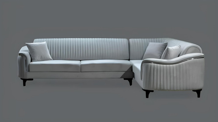 Stoff Ecksofa L-Form Sofa Polster Textil Eckgarnitur Samt Grau 310x240