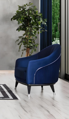 Sofagarnitur 3+3+1 Sitz Sofas Polster Couchen Holz grau blau Samt