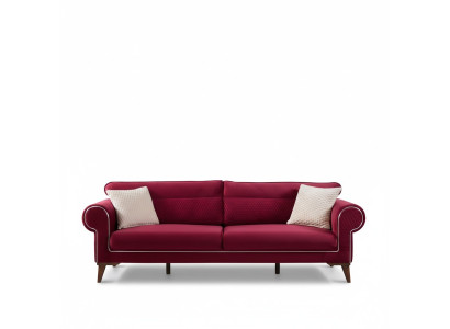 Rotes Sofa 3 Sitz Textil Sofas Couch Polster Luxus Möbel Moderner Dreisitzer
