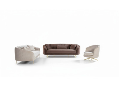 Luxus Wohnzimmer Couch Sitzgarnitur Braun Beige Set 3+3+1 Sitzgruppen