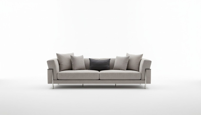 Sofa 3 Sitzer Couch Polster Sofas Wohnzimmer Stoff Grau Wohnlandschaft