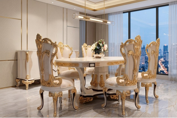 Esszimmerstuhl Stuhl Stühle Holz Luxus Esszimmer Ess Stoff Stil Barock Rokoko