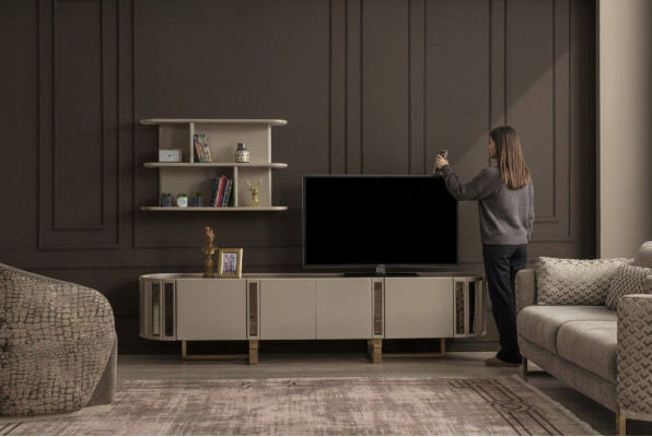Wohnwand rtv Lowboard Regale Garnitur tv Ständer Sideboard Kommode Wohnzimmer