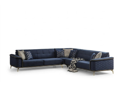 Luxus Ecksofa Royal Blaue Samt Couch Eckgarnitur Sofa Couchen Wohnlandschaft Neu