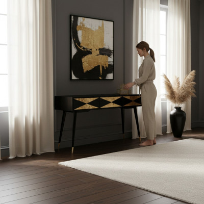 Luxus Konsolentisch Tisch Konsole Kommode Abstelltisch Holz Modern Gold Design