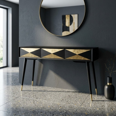 Luxus Konsolentisch Tisch Konsole Kommode Abstelltisch Holz Modern Gold Design