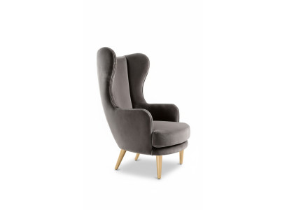 Ohrensessel Sessel Lehnstuhl 1 Sitz Sitz Stoff Luxus Wohnzimmer Modern Grau Neu