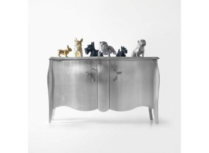 Silbernes Sideboard Kommode Anrichte Schränke Kommoden Holz Luxus Möbel Silber