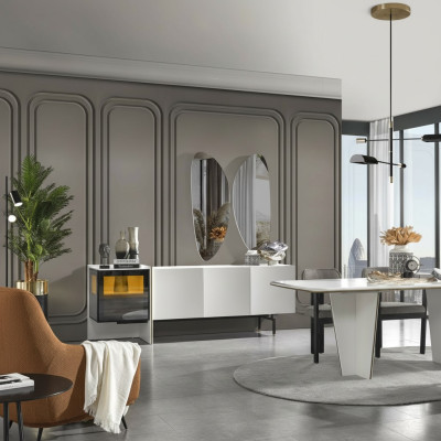 Garnitur Essgruppe Esszimmer Esstisch Luxus Stühle Essecke 7tlg Weiß