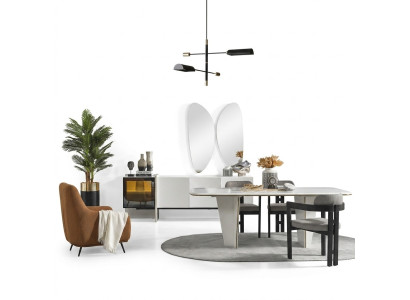 Essgruppe Garnitur Esszimmer Esstisch Luxus Stühle Essecke 9tlg Weiß