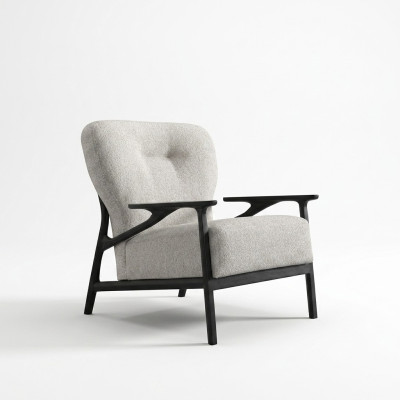 Sessel Ohrensessel Modern Stoff Wohnzimmer Polyester Weiß Design