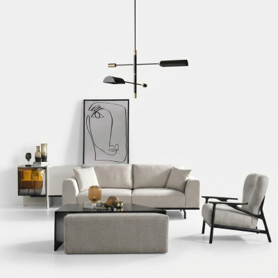 Moderne weiße Sofagarnitur Dreisitzer Sessel Set Polstermöbel Wohnzimmer