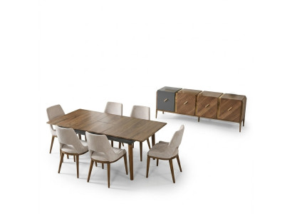 Essgruppe Esszimmer Esstisch Garnitur Luxus Stühle Essecke 5tlg Braun