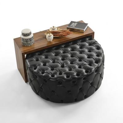 Couchtisch Tisch Beistelltisch Wohnzimmer Modern Schwarz Kunstleder