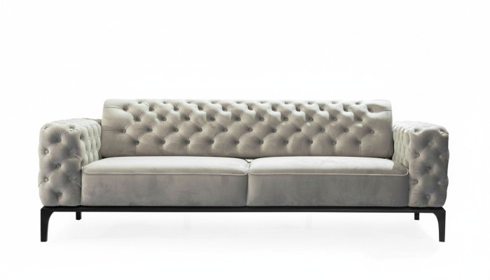 Dreisitzer Sofa 3 Sitzer Sofas Stoff Weiß Wohnzimmer Chesterfield Neu