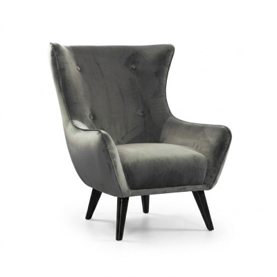 Sessel Ohrensessel Stoff Wohnzimmer Polyester Design Grau Modern Sitz
