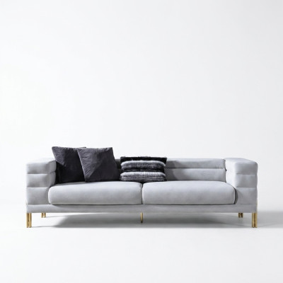 Viersitzer Sofa 4 Sitzer Sofas Stoff Weiß Wohnzimmer Luxus Modern Sitz