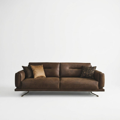 Viersitzer Sofa 4 Sitzer Sofas Kunstleder Braun Wohnzimmer Luxus