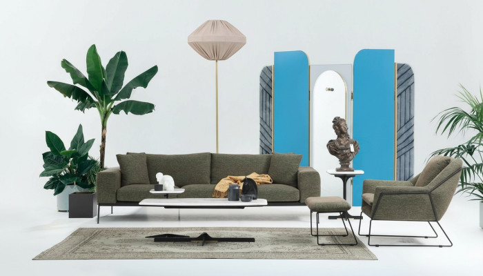 Moderne Sofagarnitur Dreisitzer Sessel Sofa Couch Stoffmöbel Gruppe Set