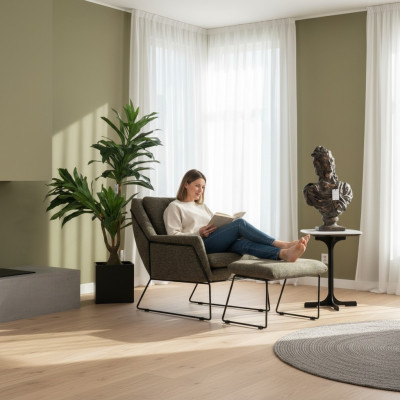 Moderner Grüner Sessel Cocktailsessel Ohrensessel Wohnzimmermöbel Design