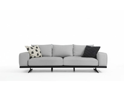Zweisitzer Sofa 2 Sitzer Stoff Grau Modern Design Wohnzimmer Polyester