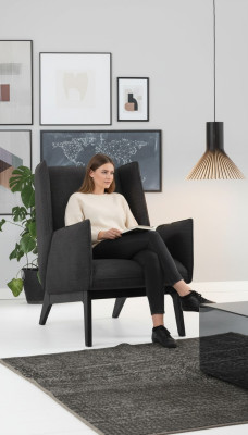 Sessel Ohrensessel Cocktailsessel Stoff Wohnzimmer Grau Modern Design