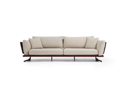 Zweisitzer Sofa 2 Sitzer Stoff Beige Modern Design Wohnzimmer Luxus