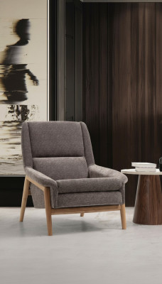Ohrensessel Sessel Sitzer Cocktailsessel Stoff Wohnzimmer Modern Grau