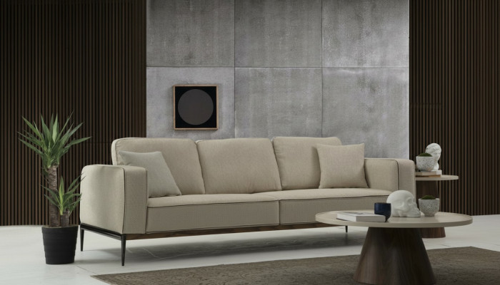Sofa Zweisitzer 2 Sitzer Stoff Sofas Modern Design Wohnzimmer Beige