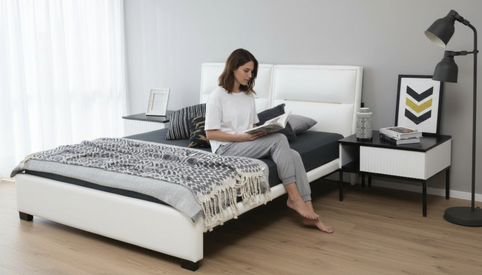 Nachttisch Nachtschränkchen Holz Modern Tisch Weiß Schlafzimmer Design