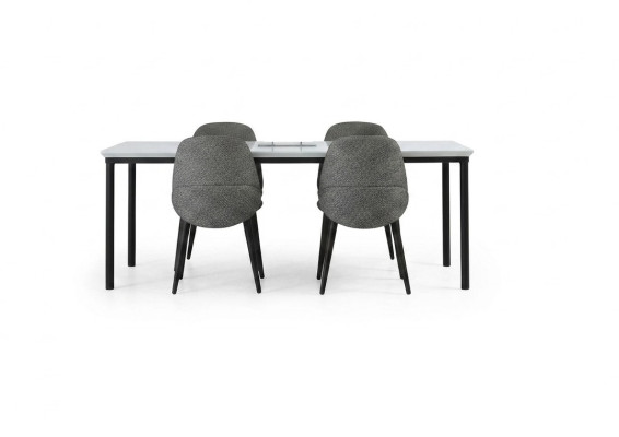 Gruppe Esszimmer Esstisch Stühle Tisch Holz Set 5tlg Grau Design Set