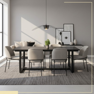 Essecke Essgruppe Esszimmer Esstisch Stühle 7tlg Holz Grau Set Neu