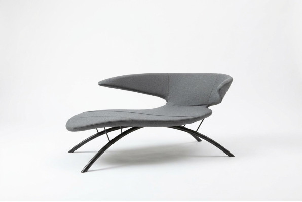 Chaiselongue Sessel Loungesessel Liege Stoff Modern Sitzer Grau Sitz
