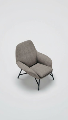 Sessel Ohrensessel Stoff Grau Wohnzimmer Polyester 1 Sitzer Modern Neu