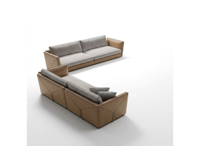 Sofa 4 Sitzer Viersitzer Modern Stoff Grau Sofas Design Wohnzimmer Neu