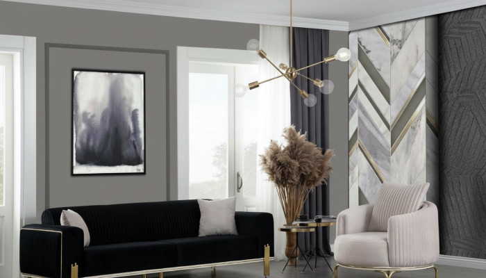 Moderne Sofagarnitur Dreisitzer Sessel Polster Set Mit Edelstahl 2tlg