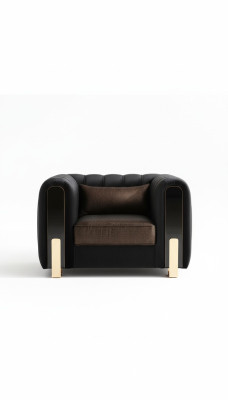 Schwarzer Sessel Ohrensessel Luxus Design Wohnzimmer Einsitzer Modern