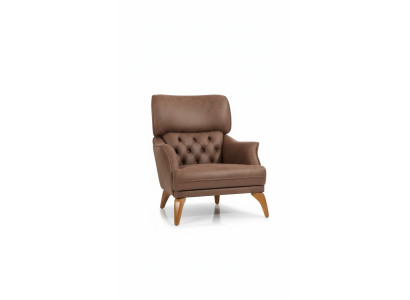 Luxus Sessel Ohrensessel Leder Braun Wohnzimmer Polyester Einsitzer