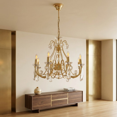 Luxus Deckenlampe Kronleuchter Deckenleuchter Lüster Gold Kristall
