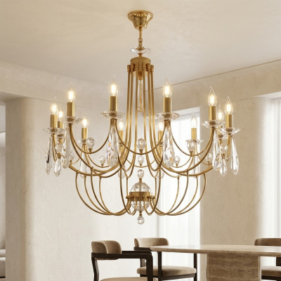 Luxus Crystal Lüster Deckenlampe Kronleuchter Deckenleuchter Gold Art