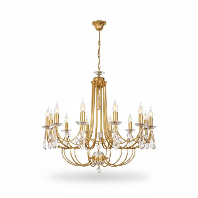 Luxus Crystal Lüster Deckenlampe Kronleuchter Deckenleuchter Gold Art