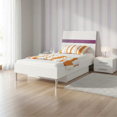 Betten Lila Holz Design Einzelbett Hochglanz Single Kinderzimmer Bett Mädchen