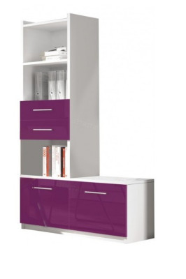 Regal Schrank Bücherschrank für Kinderzimmer Jugendzimmer Weiß Lila Hochglanz