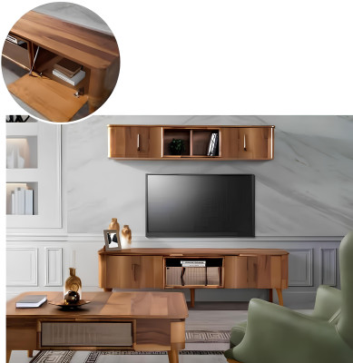 rtv tv Sideboard Leder Holz Tisch Fernseh Schrank Tisch Design Low 2tlg. Set Neu