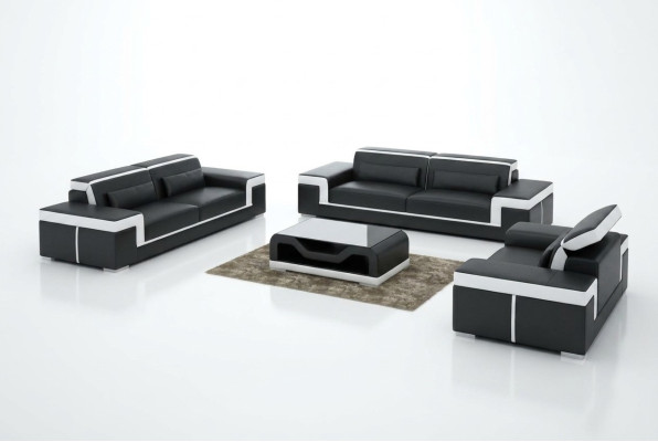 Sofagarnitur 3+2 Sitzer Leder Sofa Couch Polster Garnitur Sofagarnitur G8020D