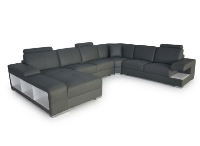 Wohnzimmer Sofa Couch Leder Polster Eck Sitz Garnitur U Form Wohnlandschaft +USB