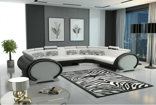 Couchgarnitur Wohnlandschaft Modernes Sofa Ecke Sitzecke Leder Couch Polster USB